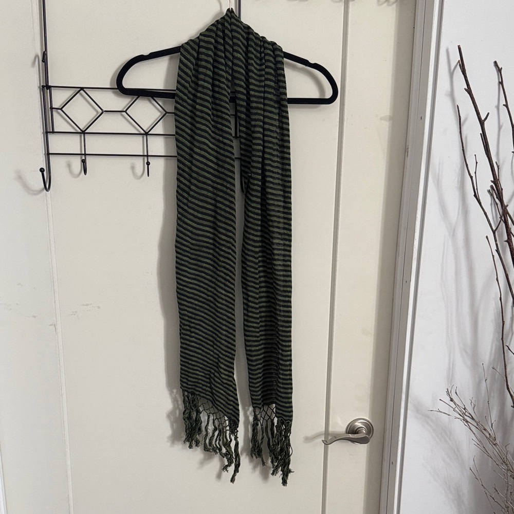 Striped Green and Black Scarf
